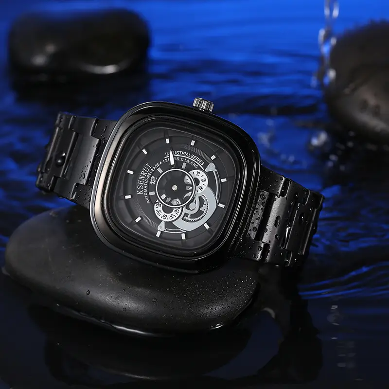 Cassen Rui Orange Skeleton Watch for Men — feature 10