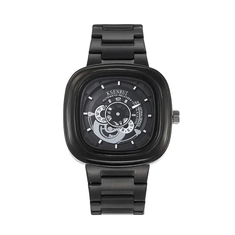 Cassen Rui Orange Skeleton Watch for Men — feature 11