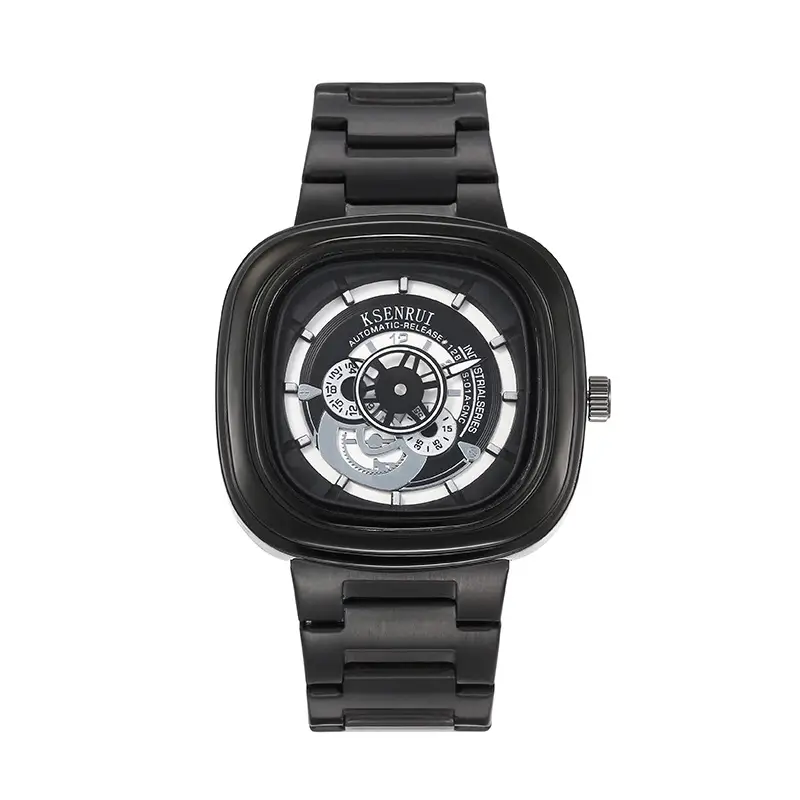 Cassen Rui Orange Skeleton Watch for Men — feature 12