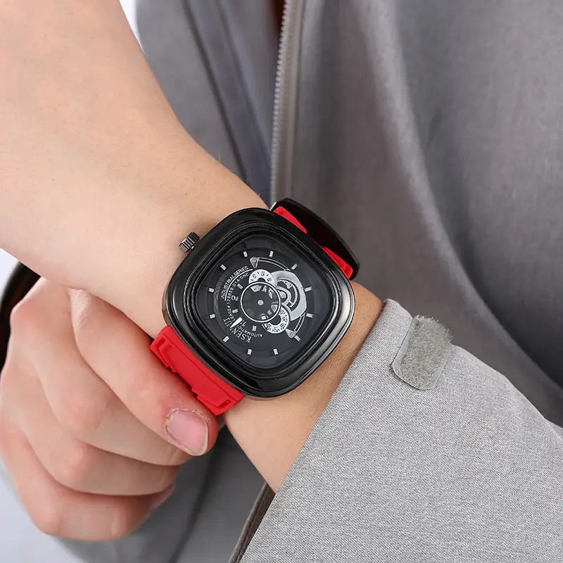 Cassen Rui Orange Skeleton Watch for Men — feature 13