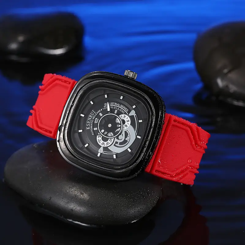 Cassen Rui Orange Skeleton Watch for Men — feature 14