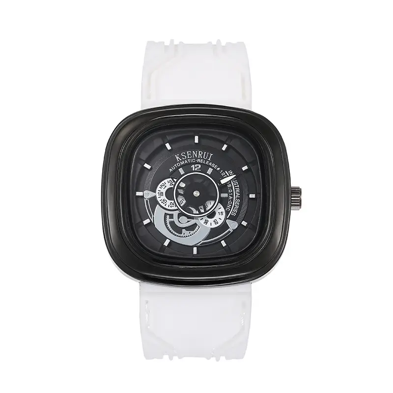 Cassen Rui Orange Skeleton Watch for Men — feature 16