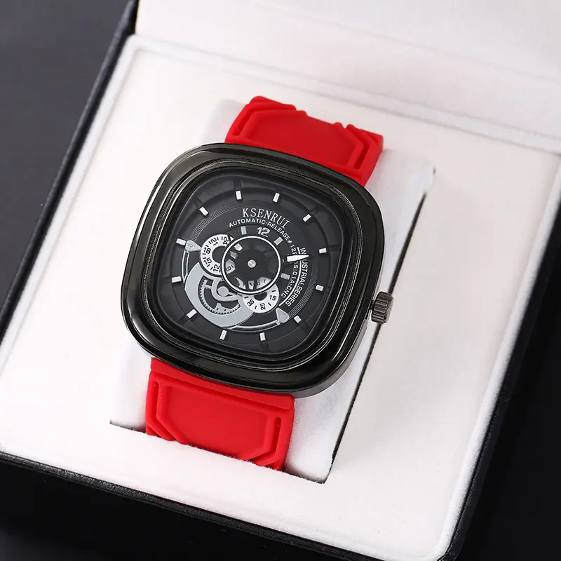 Cassen Rui Orange Skeleton Watch for Men — feature 2