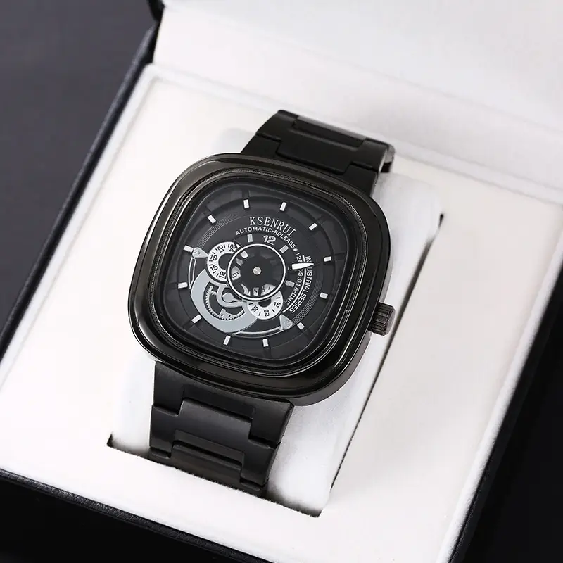 Cassen Rui Orange Skeleton Watch for Men — feature 3