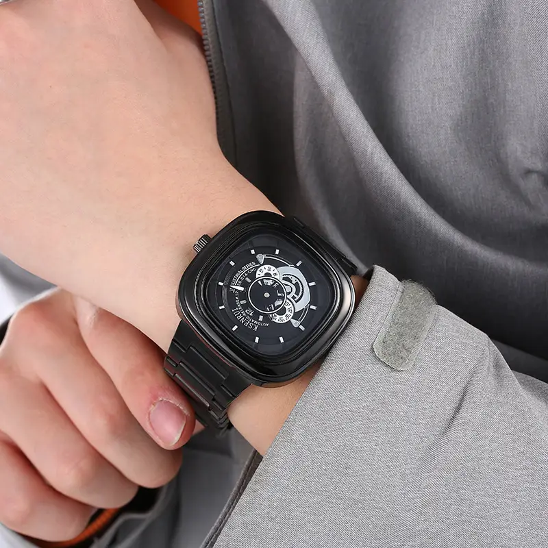Cassen Rui Orange Skeleton Watch for Men — feature 9