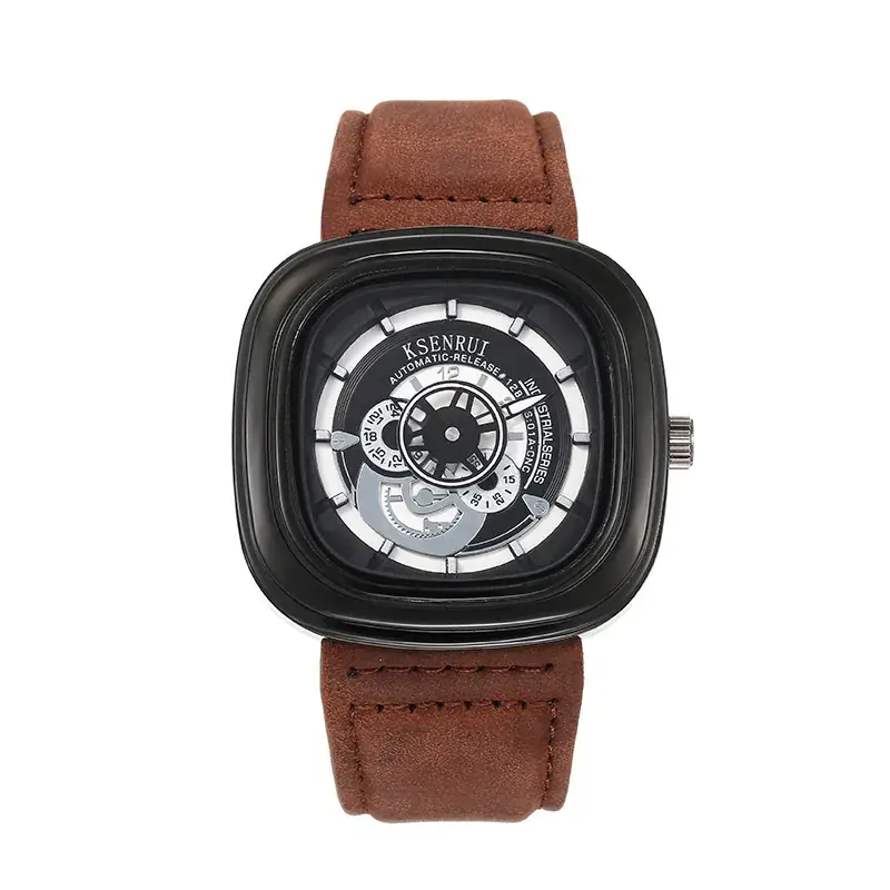 Cassen Rui Orange Skeleton Watch for Men - Image 2