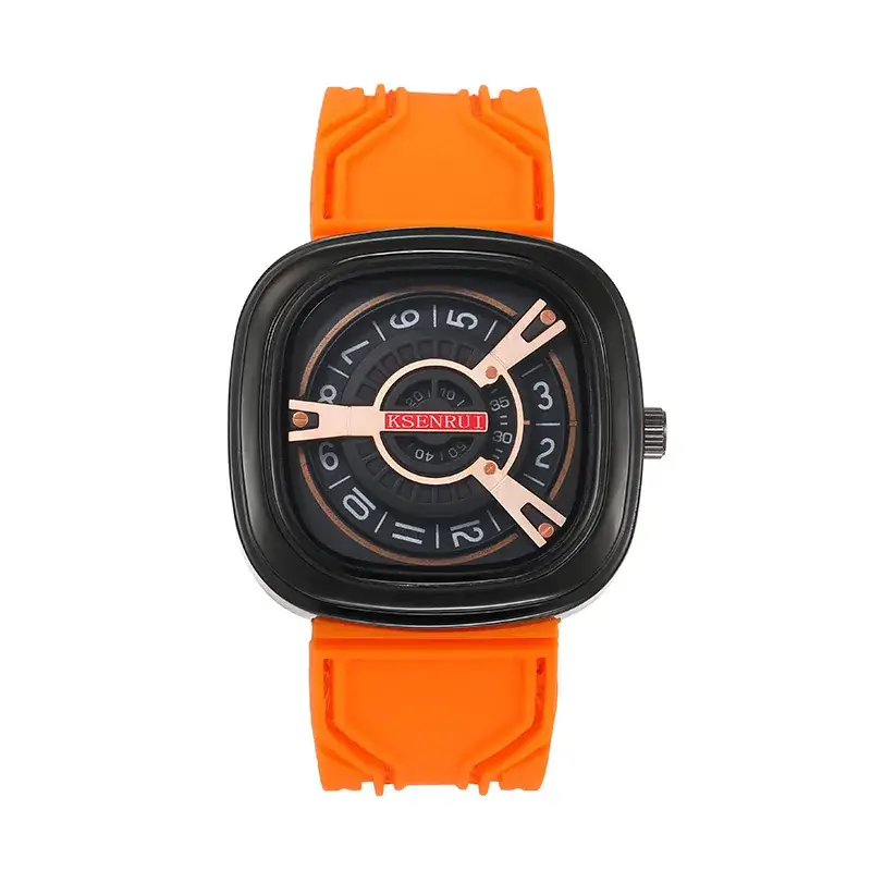 Cassen Rui Orange Skeleton Watch for Men - Image 4