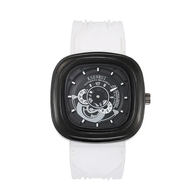 Cassen Rui Orange Skeleton Watch for Men - Image 5