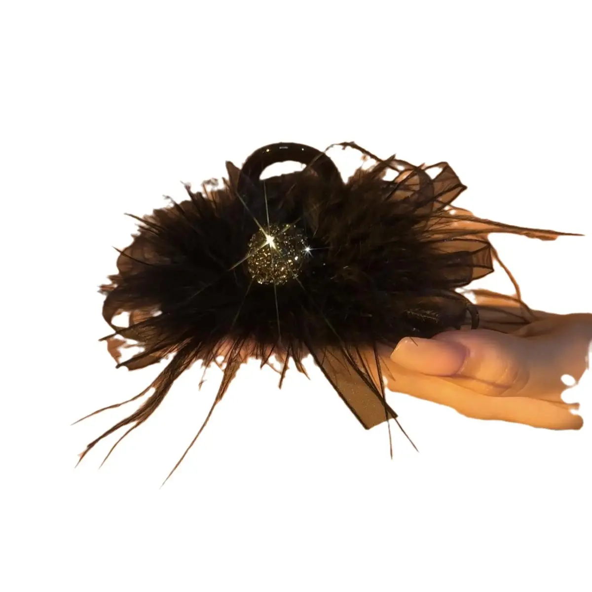 Feather Bow Hairpin with Pearl Earrings & Necklace - Image 12