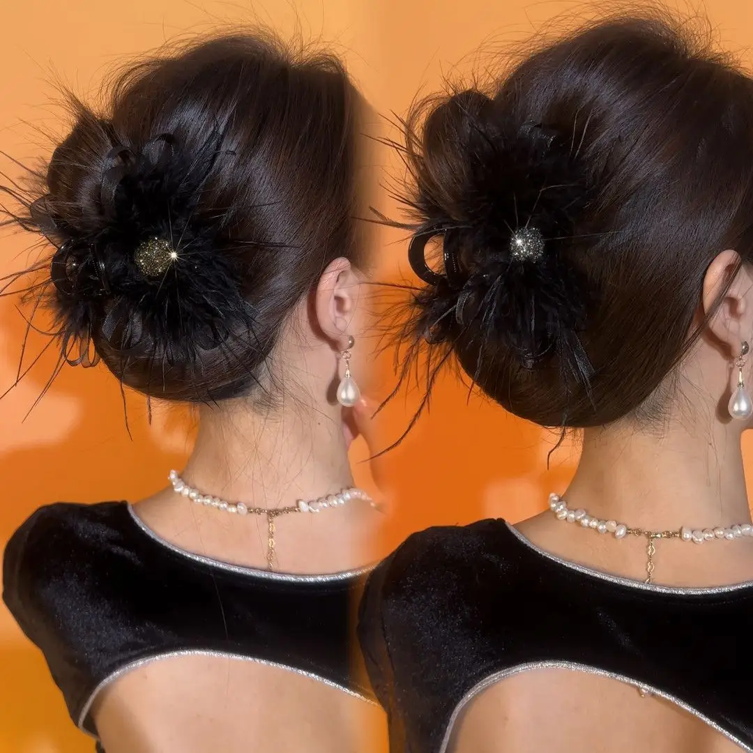 Feather Bow Hairpin with Pearl Earrings & Necklace — feature 3