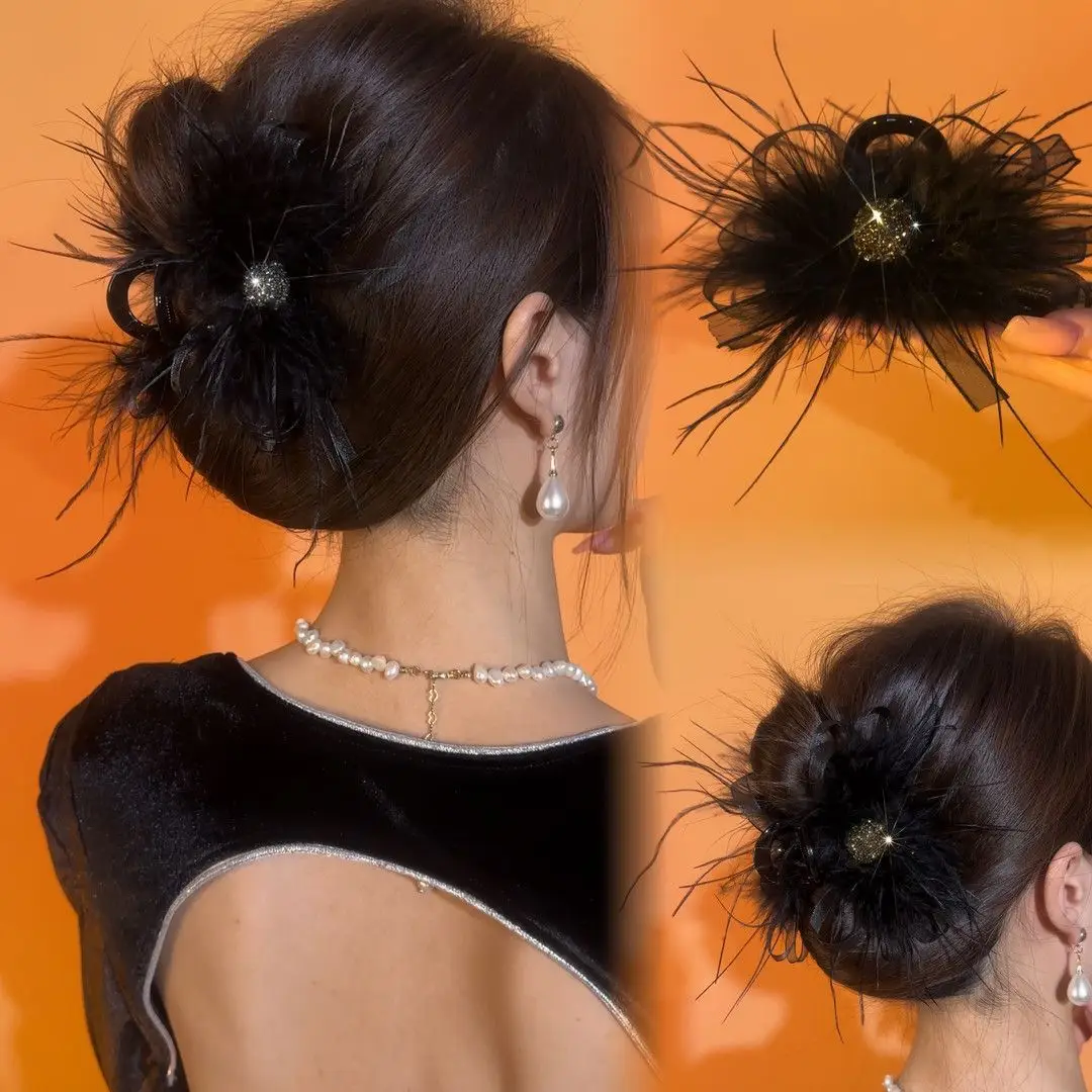Feather Bow Hairpin with Pearl Earrings & Necklace — feature 4