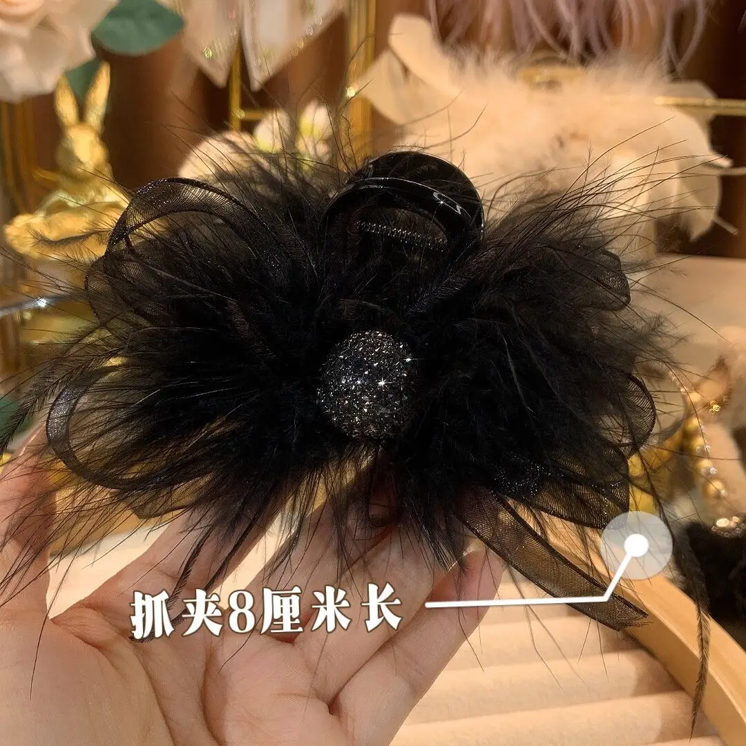 Feather Bow Hairpin with Pearl Earrings & Necklace - Image 3