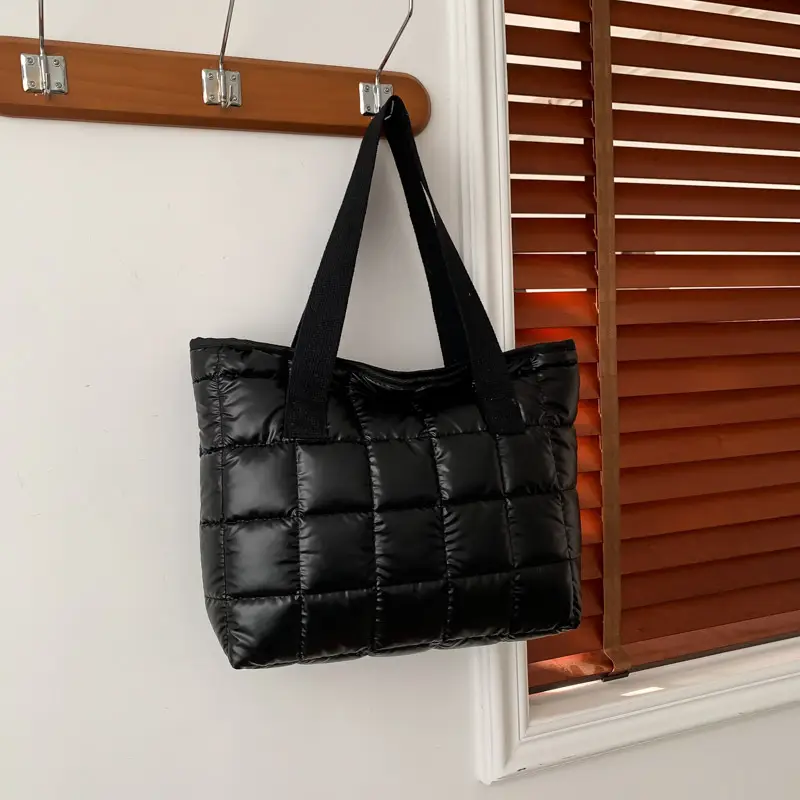 Black Quilted Tote Bag for Women Winter New Style - Image 9
