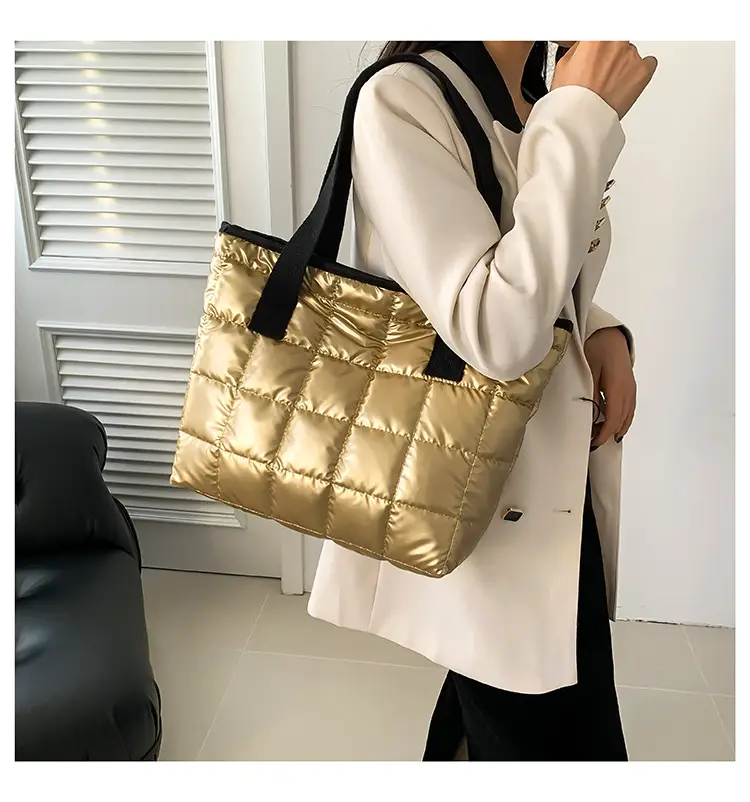 Black Quilted Tote Bag for Women Winter New Style — feature 24