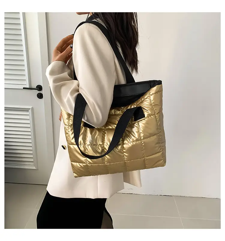 Black Quilted Tote Bag for Women Winter New Style — feature 26