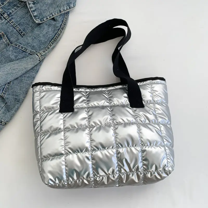 Black Quilted Tote Bag for Women Winter New Style - Image 4