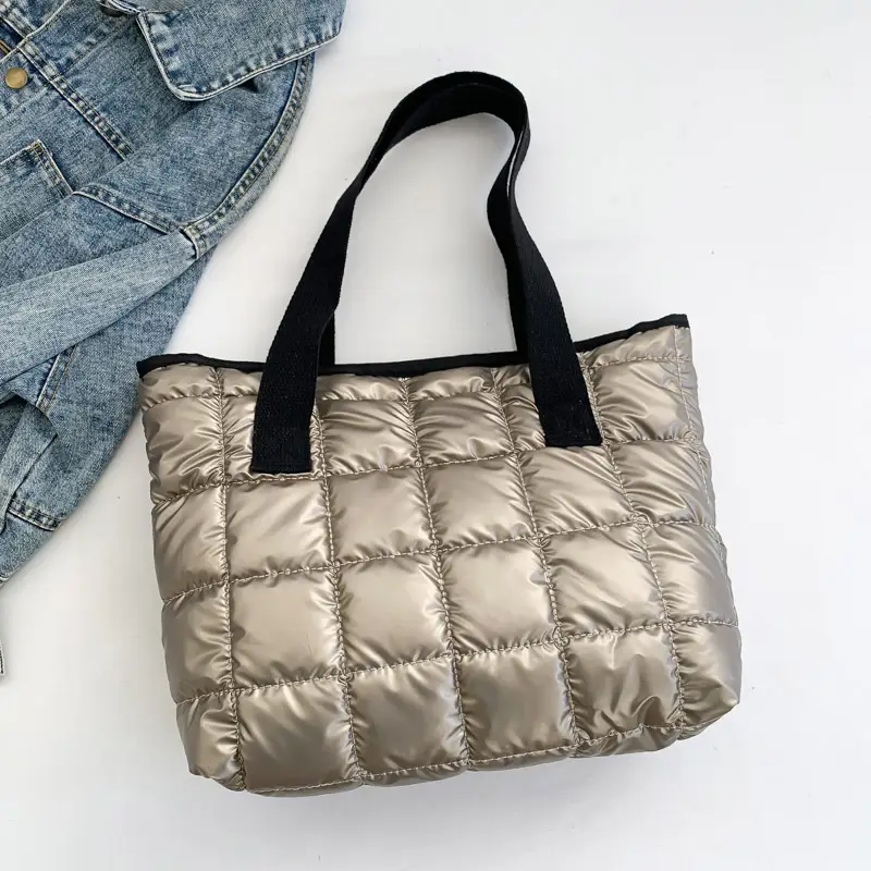 Black Quilted Tote Bag for Women Winter New Style - Image 5