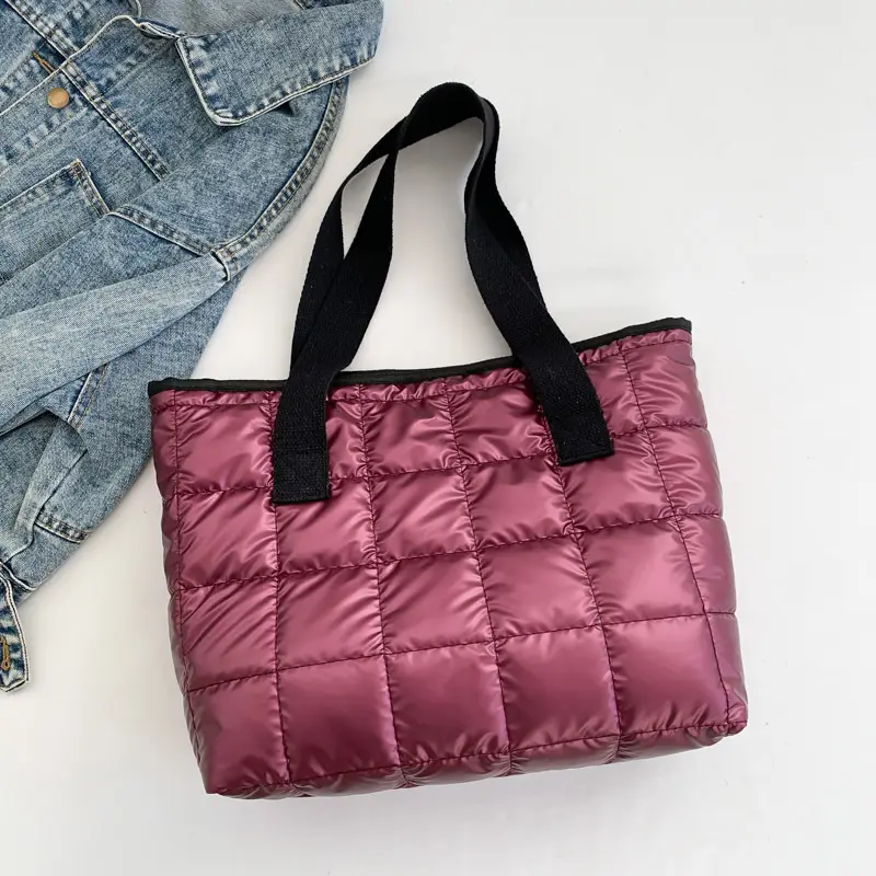Black Quilted Tote Bag for Women Winter New Style - Image 6