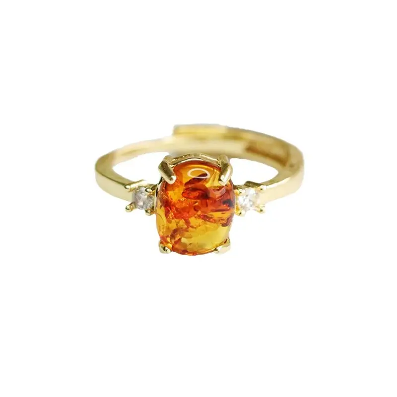 Aiyu Natural Amber Ring for Women's Light Luxury Jewelry - Image 5