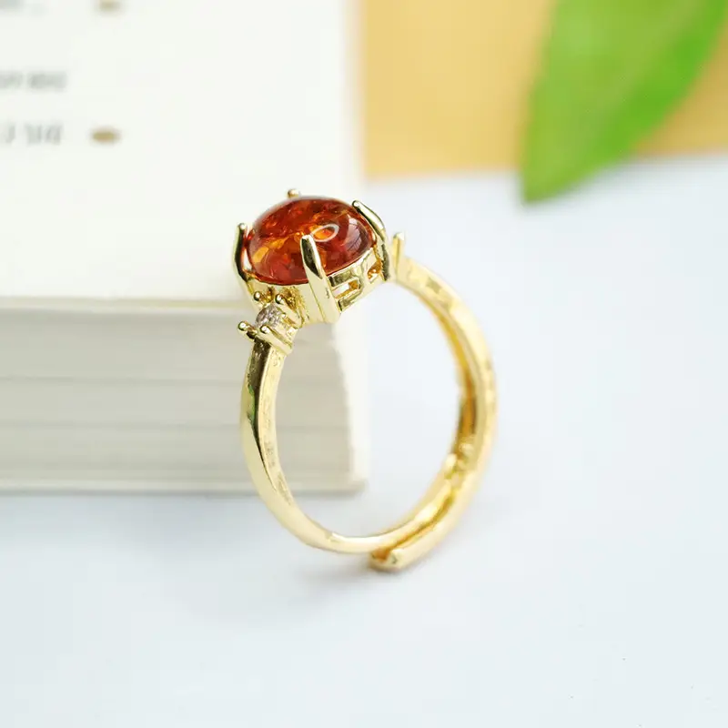 Aiyu Natural Amber Ring for Women's Light Luxury Jewelry — feature 10