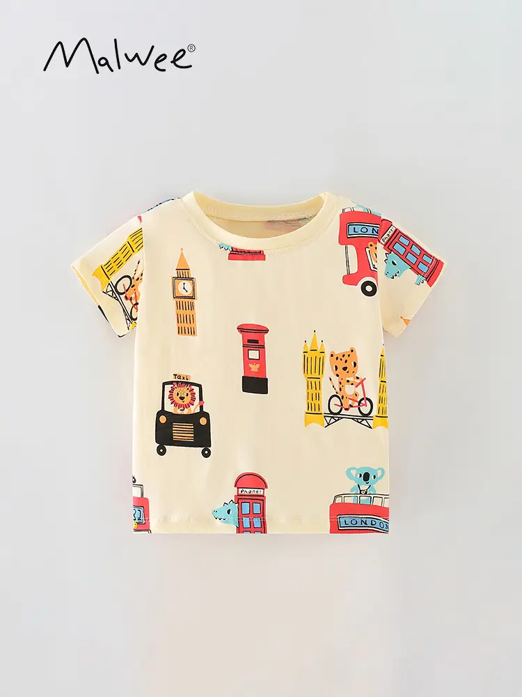 Malwee Boys Printed T-Shirt Summer White Elephant Design - Image 8