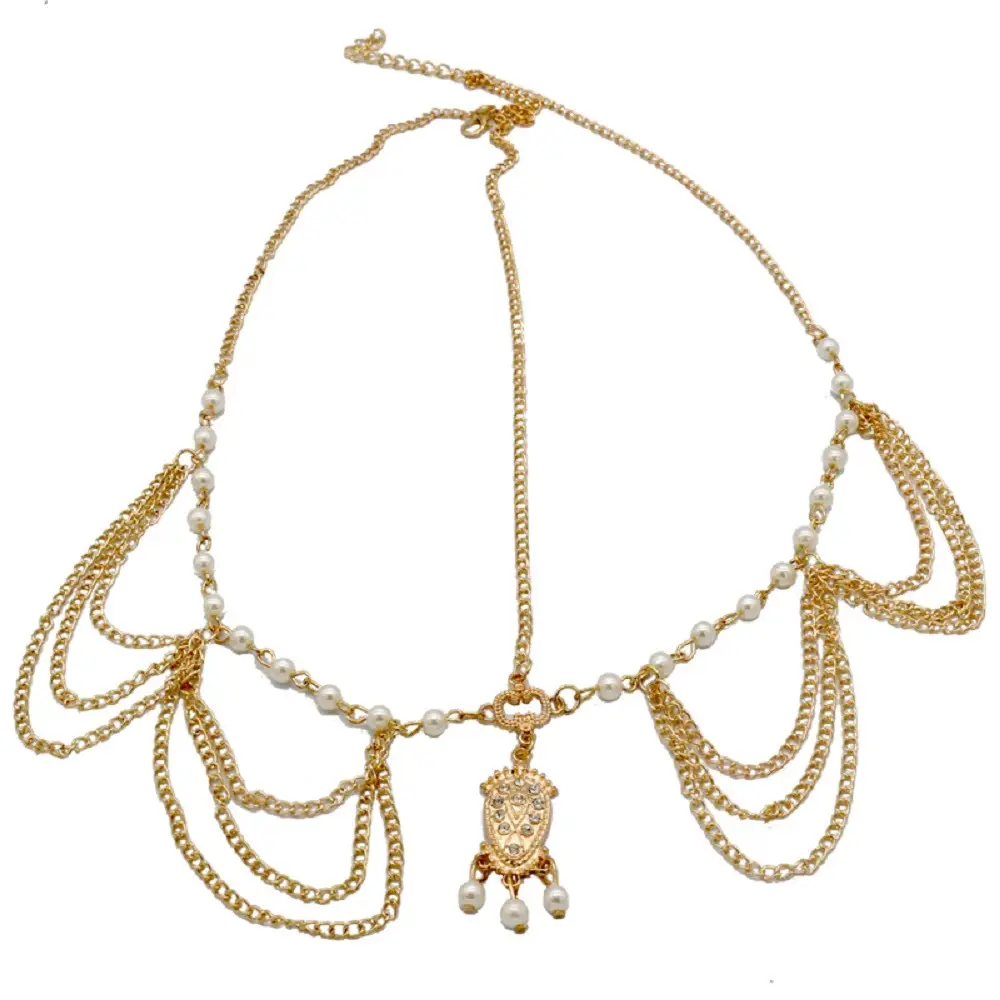 Gold Pearl Tassel Chain Necklace for Women - Image 6