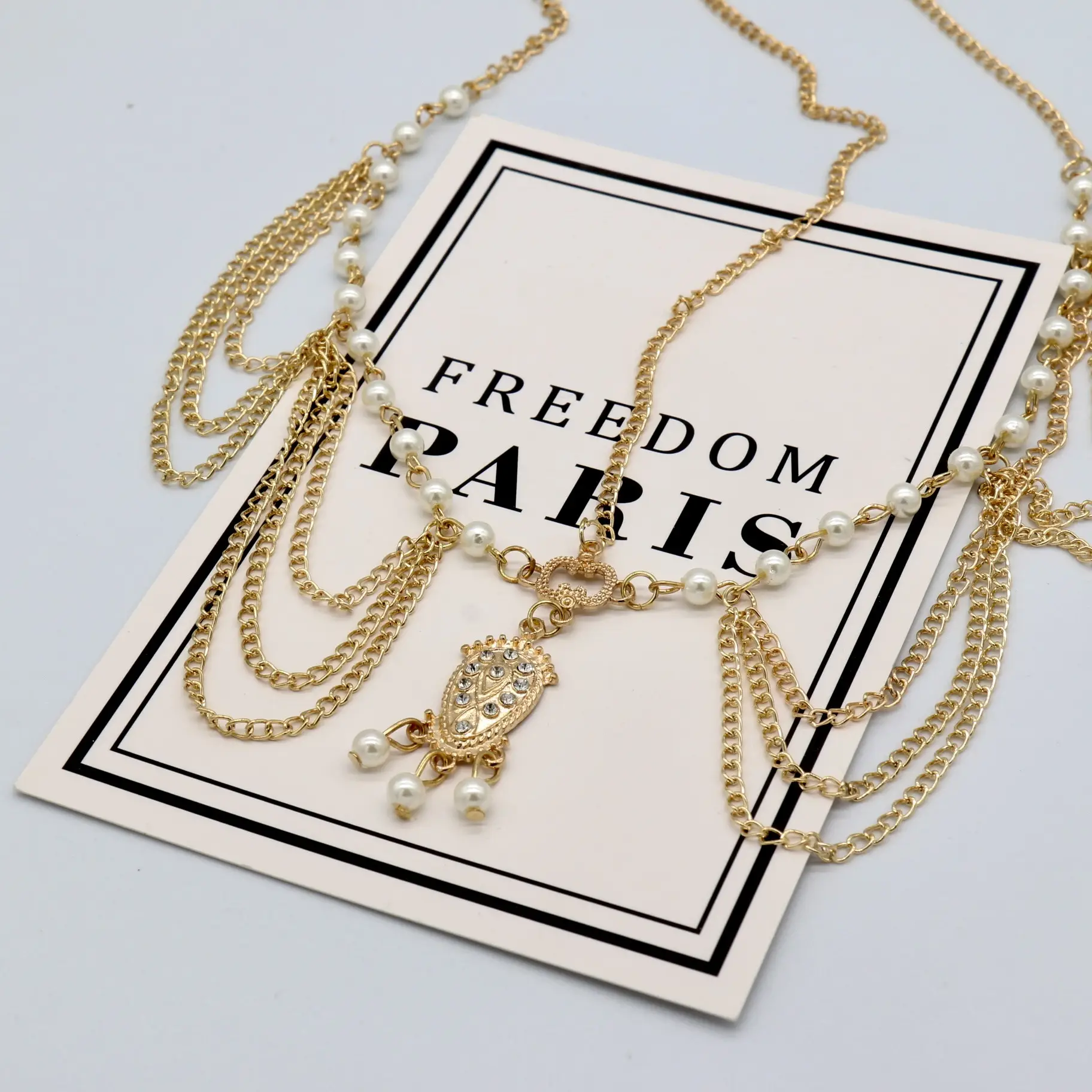 Gold Pearl Tassel Chain Necklace for Women — feature 10