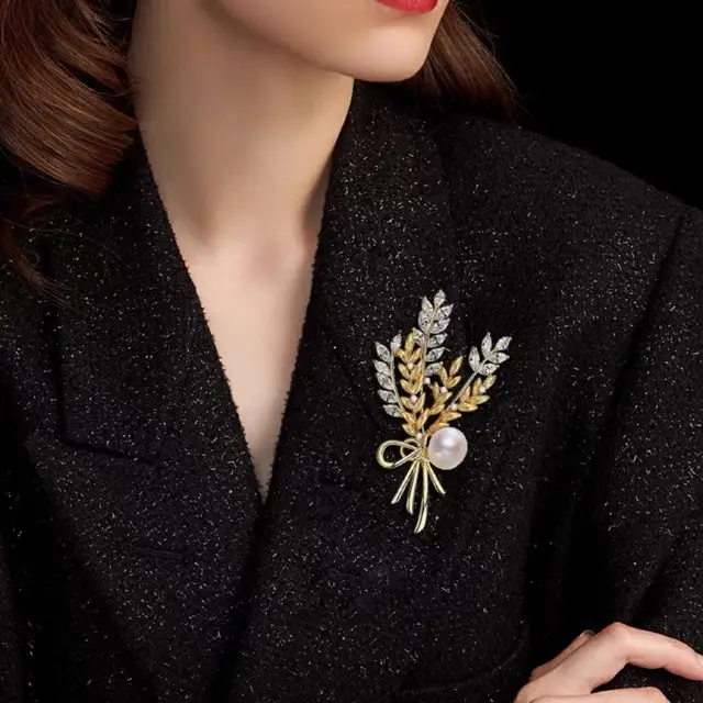Natural Pearl Wheat Ear Brooch for Women - Image 2