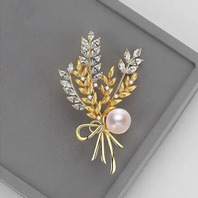 Natural Pearl Wheat Ear Brooch for Women - Image 4