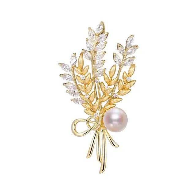 Natural Pearl Wheat Ear Brooch for Women - Image 5