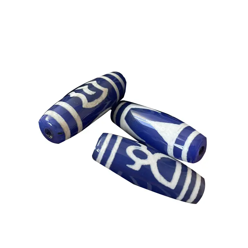 Natural Blue Chalcedony Agate Beads 40mm High Gloss - Image 5