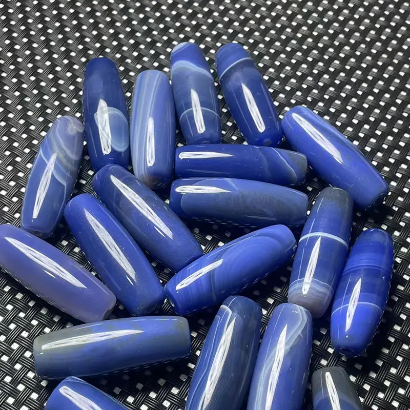 Natural Blue Tangle Silk Agate Jewelry 15x40mm