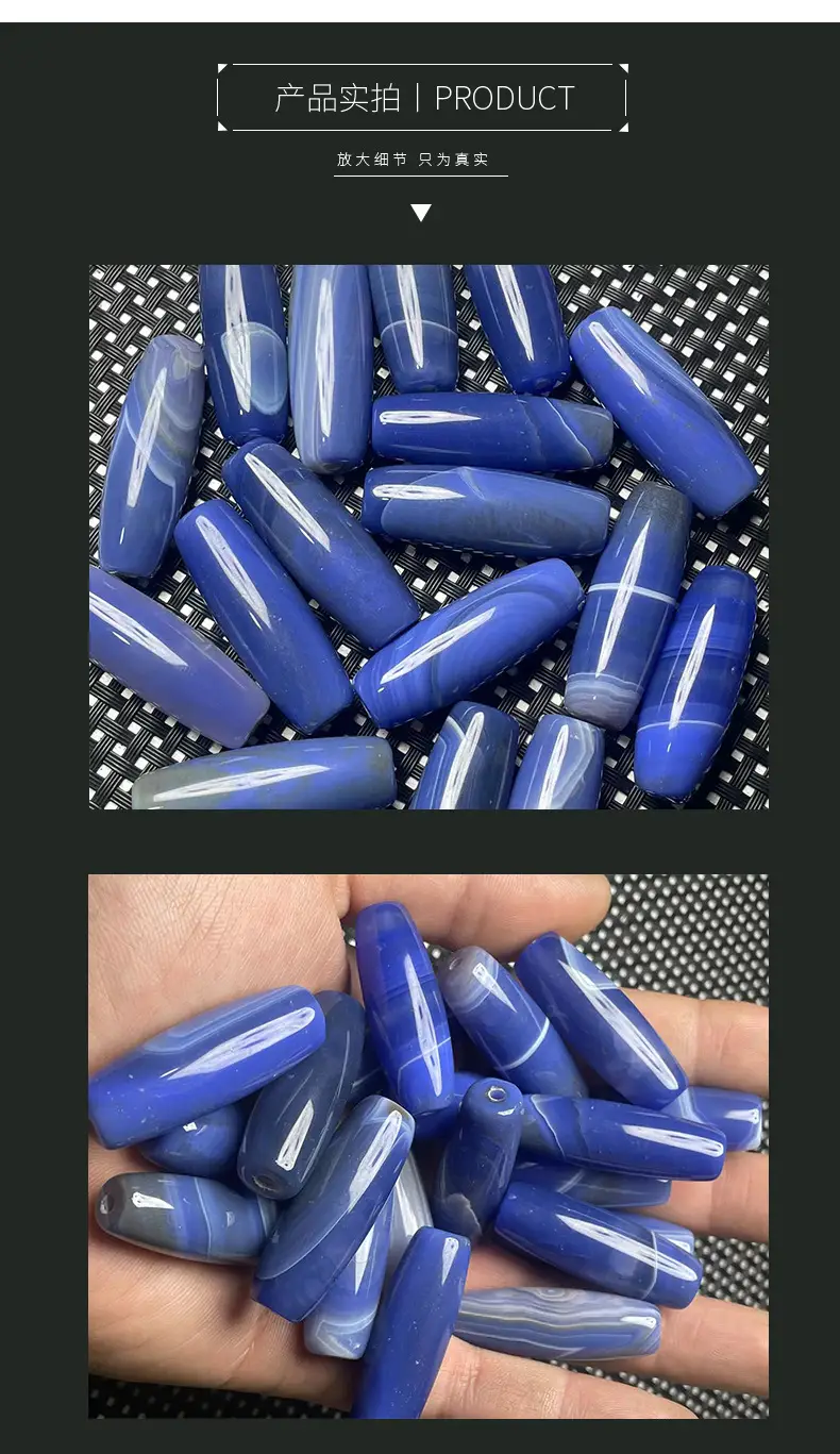 Natural Blue Tangle Silk Agate Jewelry 15x40mm — feature 7