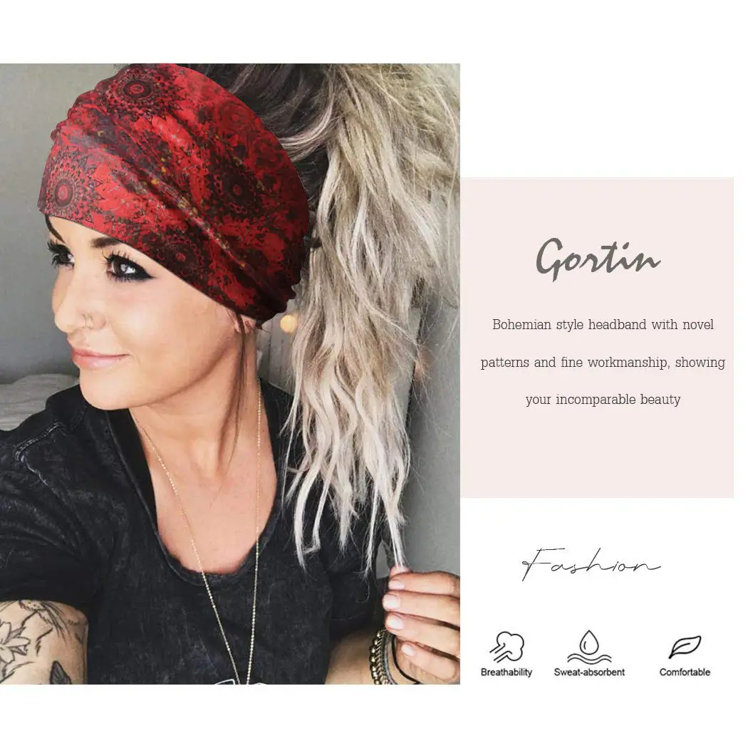 Bohemian Floral Yoga Headband Women's Anti-Sweat Running - Image 118