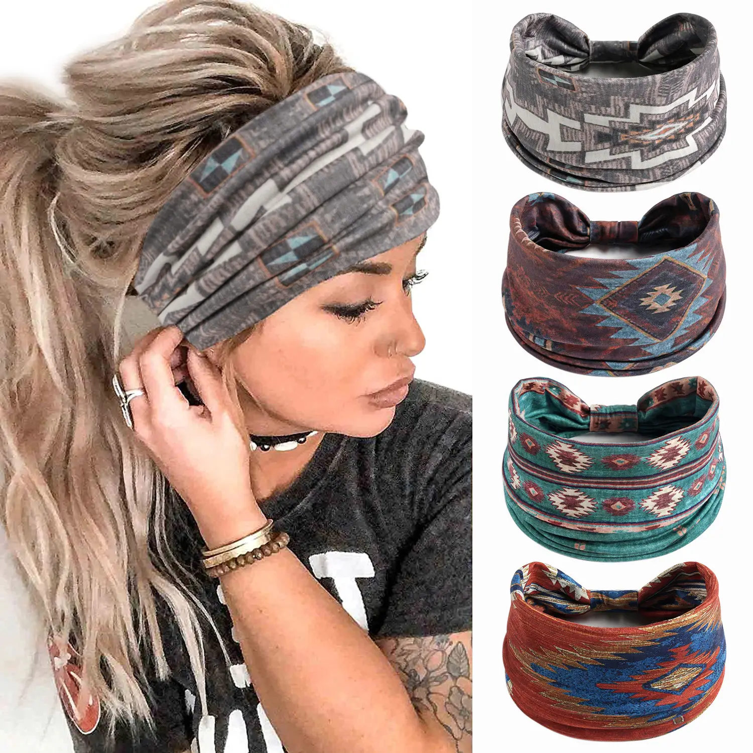 Bohemian Floral Yoga Headband Women's Anti-Sweat Running — feature 1