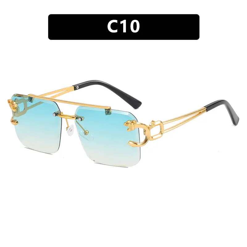 Square Frame Gold Gradient Sunglasses C3 - Image 9