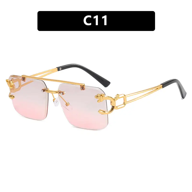 Square Frame Gold Gradient Sunglasses C3 - Image 10