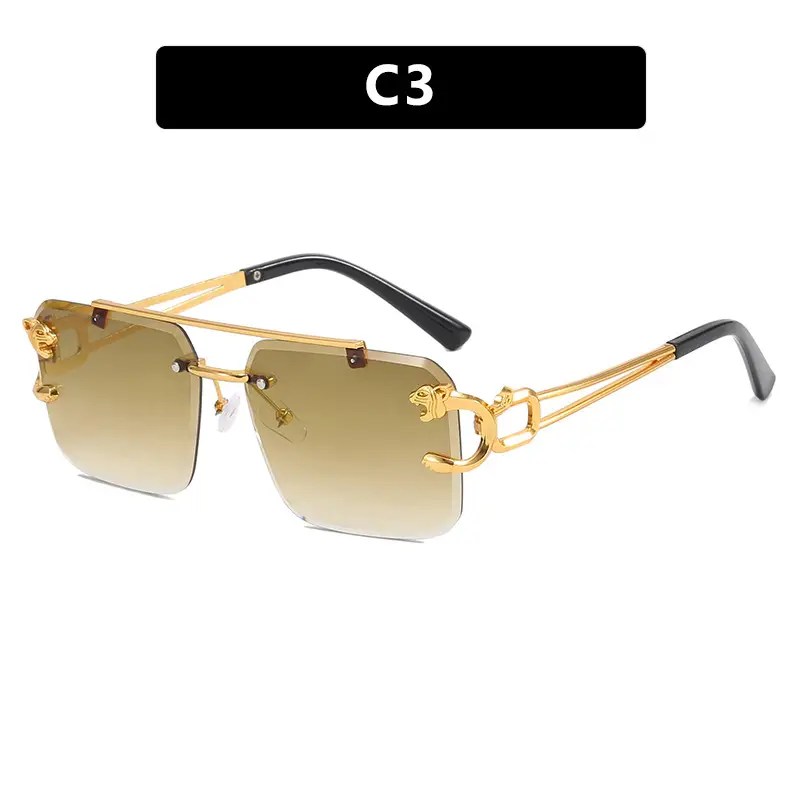 Square Frame Gold Gradient Sunglasses C3 - Image 2