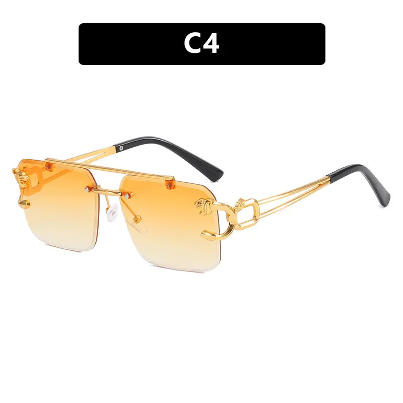 Square Frame Gold Gradient Sunglasses C3 - Image 3