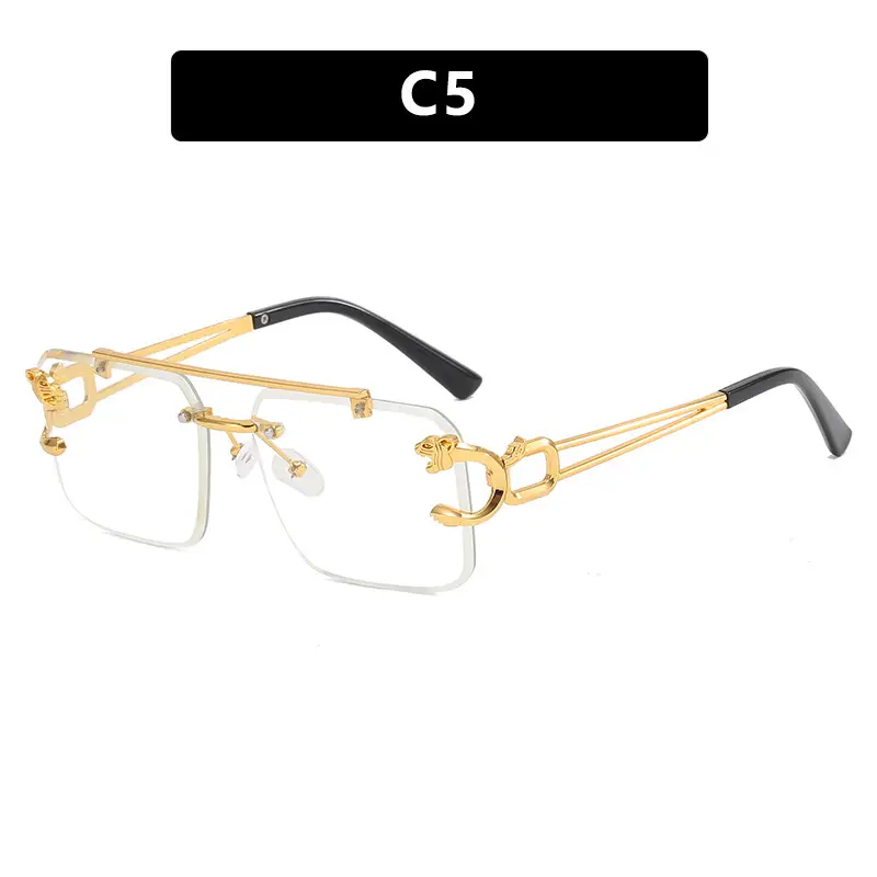 Square Frame Gold Gradient Sunglasses C3 - Image 4
