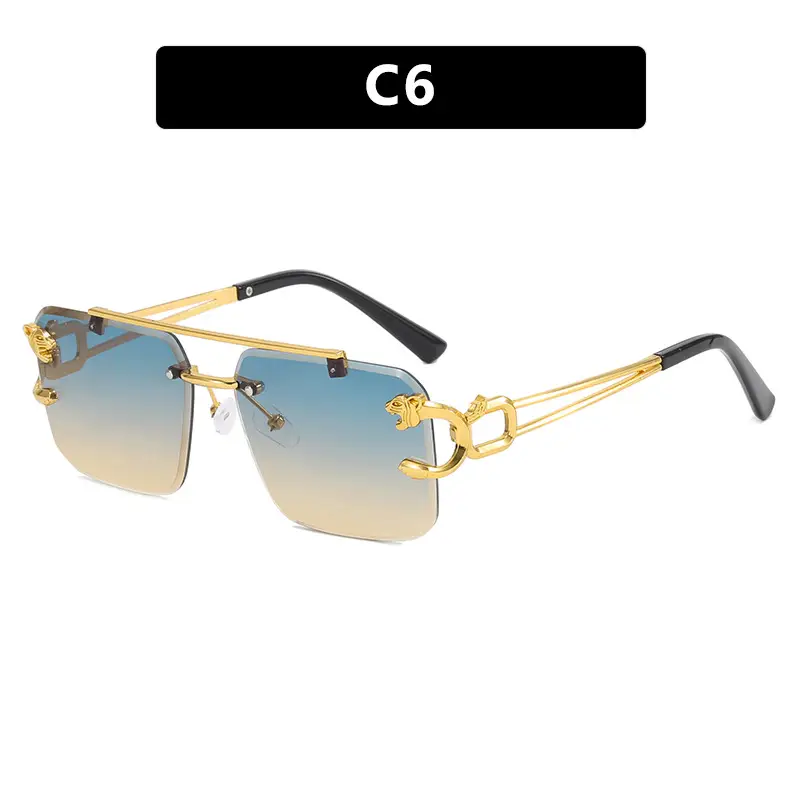 Square Frame Gold Gradient Sunglasses C3 - Image 5