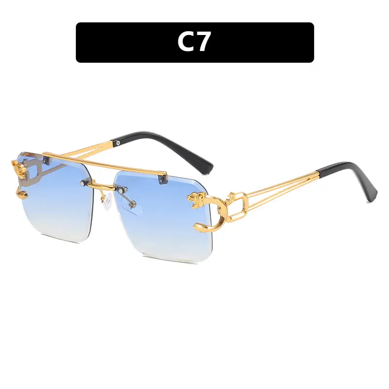 Square Frame Gold Gradient Sunglasses C3 - Image 6