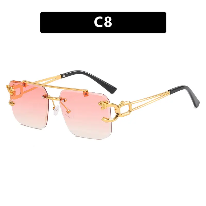 Square Frame Gold Gradient Sunglasses C3 - Image 7
