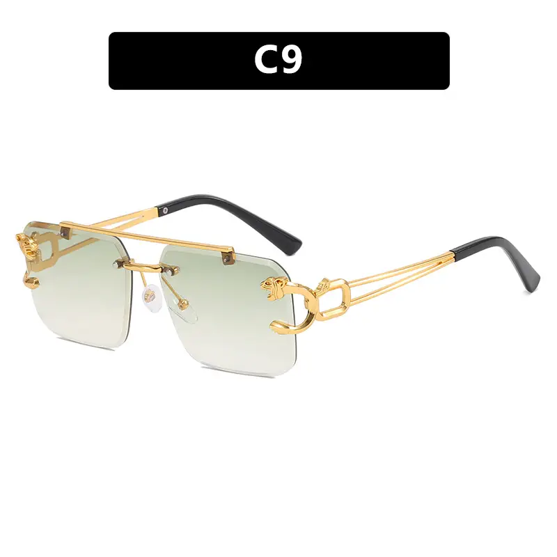 Square Frame Gold Gradient Sunglasses C3 - Image 8