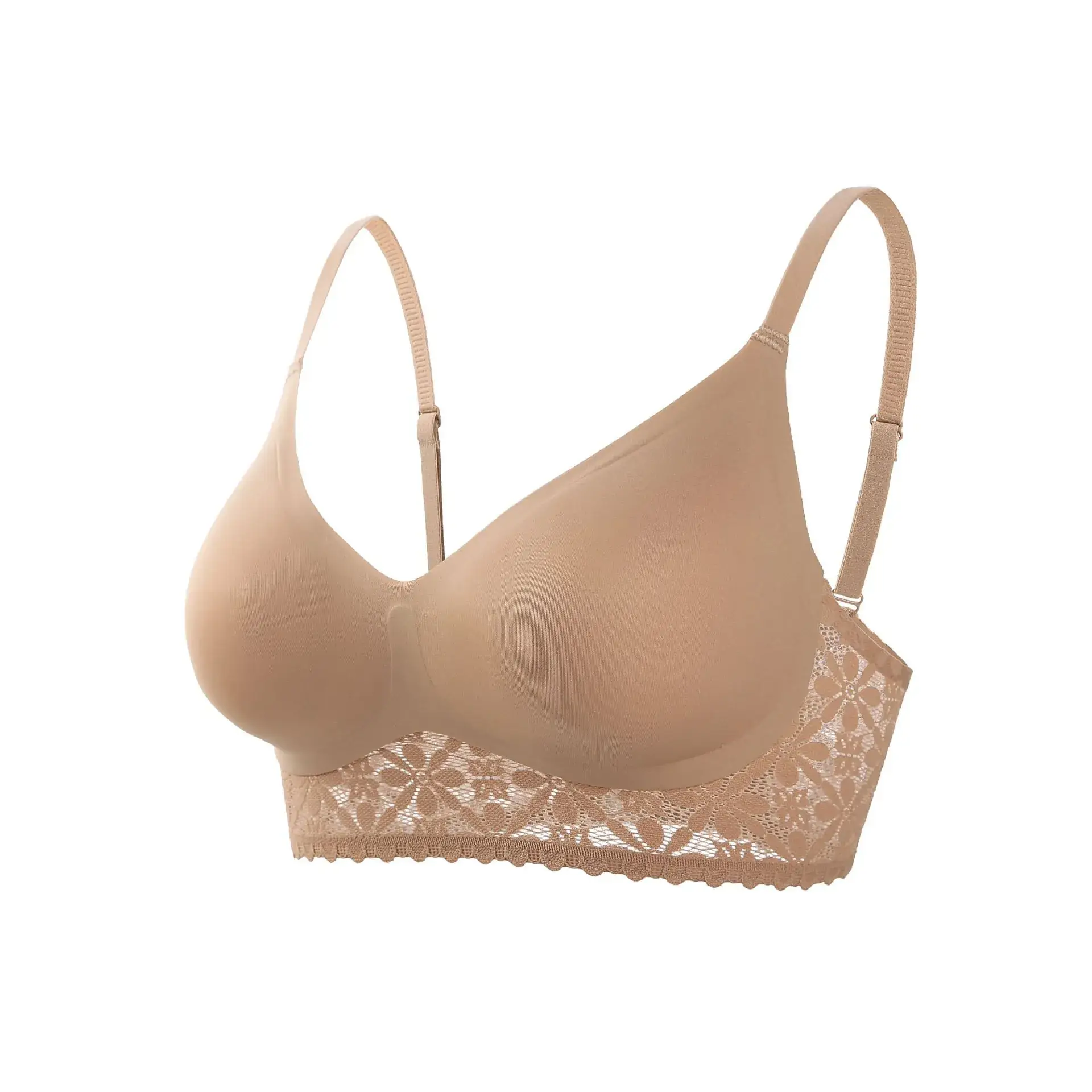2024 French Lace Push-Up Bra Seamless Beige