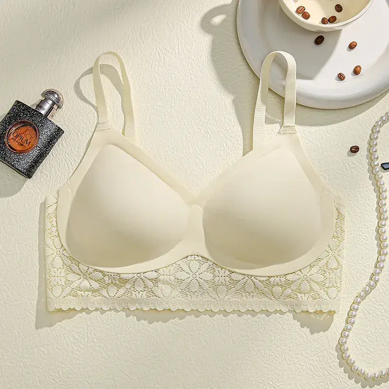 2024 French Lace Push-Up Bra Seamless Beige
