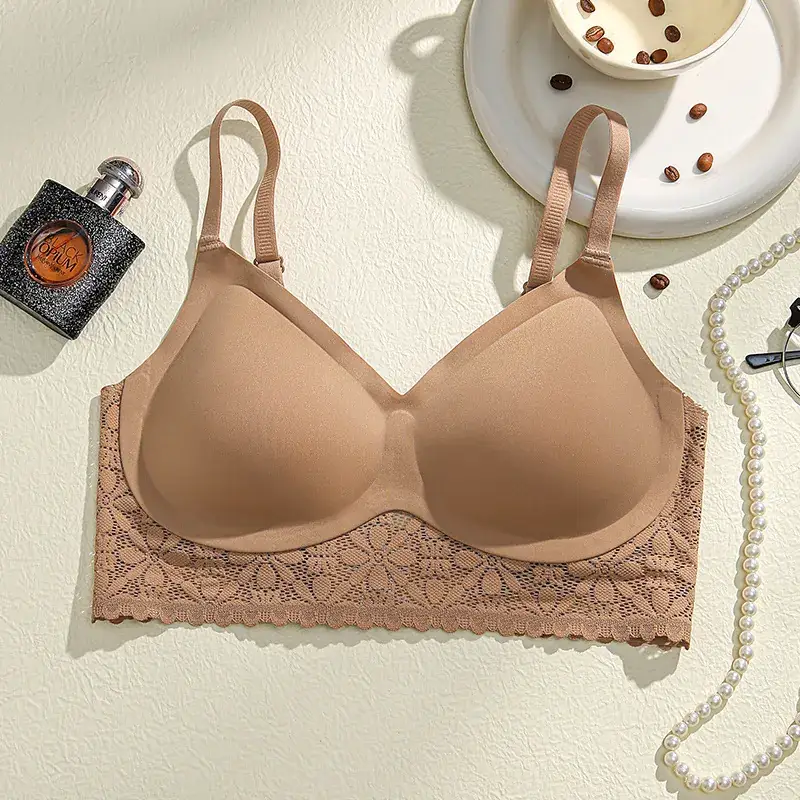 2024 French Lace Push-Up Bra Seamless Beige