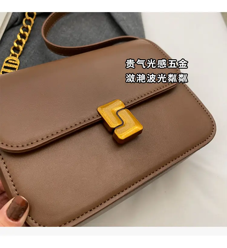 Black Crossbody Bag with Gold Chain & Clasp — feature 13