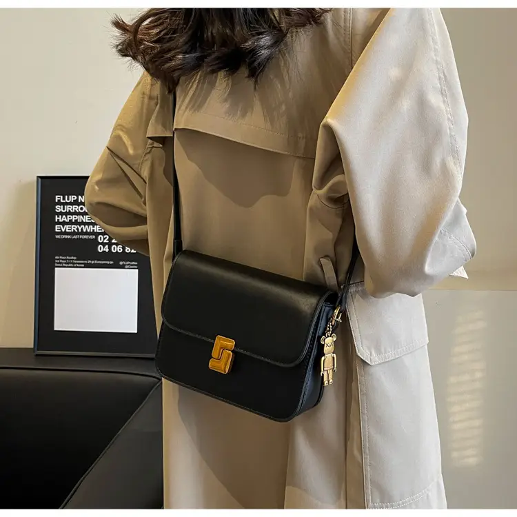 Black Crossbody Bag with Gold Chain & Clasp — feature 21