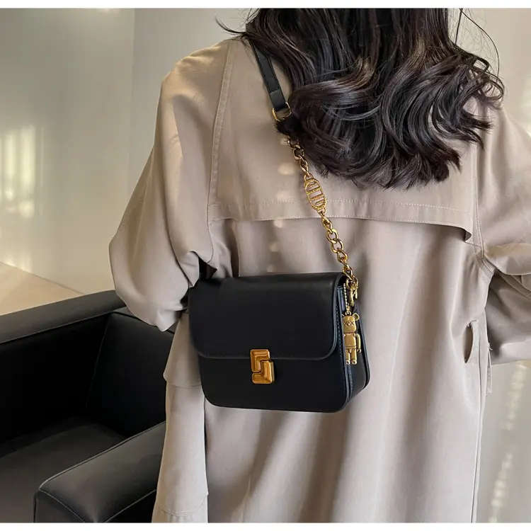 Black Crossbody Bag with Gold Chain & Clasp — feature 23